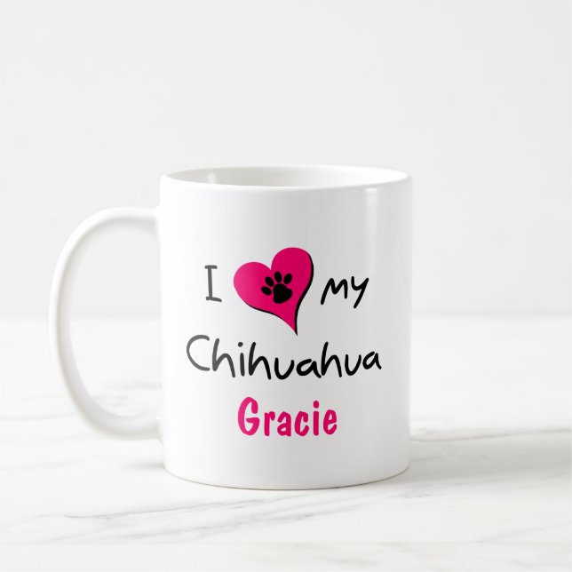 Caneca De Café Custa Eu Amo Meu Chihuahua Mug Personalizado (Esquerda)