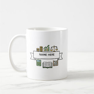 Caneca De Café Custom Accountant Name Finance  Bookkeeping Icons 