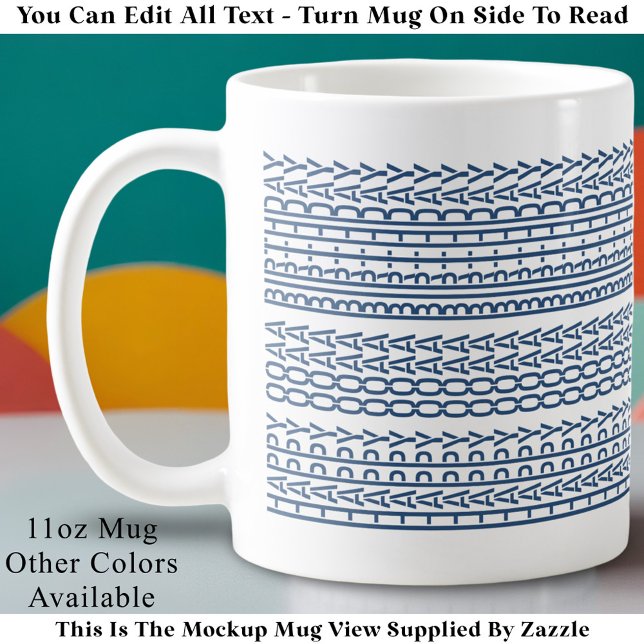 Caneca De Café Custom Age Happy Birthday Modern Hidden Message (Criador carregado)