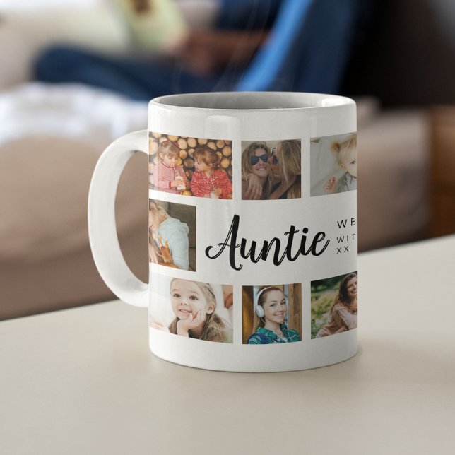 Caneca De Café Custom Auntie 18 Photo Collage (Criador carregado)