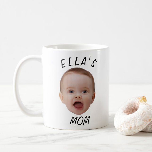Caneca De Café Custom Baby Face Photo Mom Gift (Com Donut)
