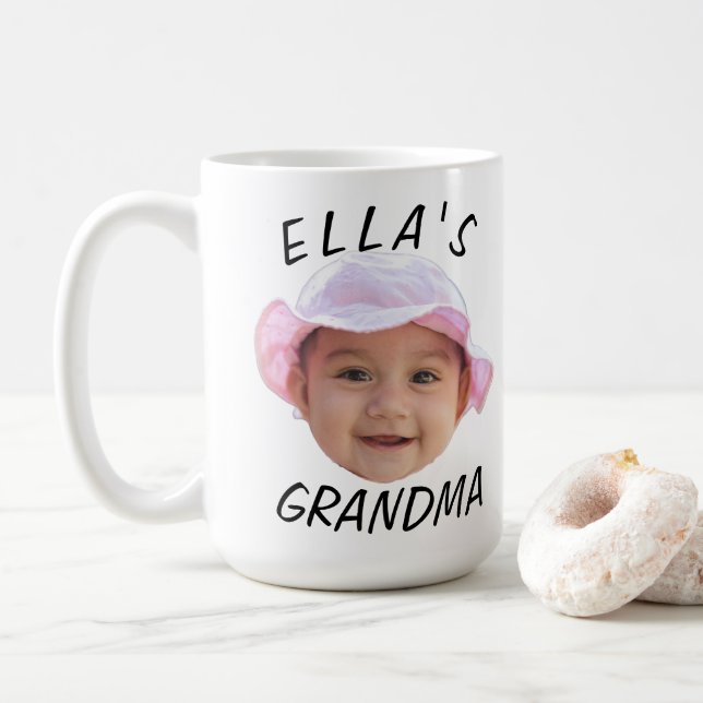 Caneca De Café Custom Baby Face Photo Text Grandma (Com Donut)