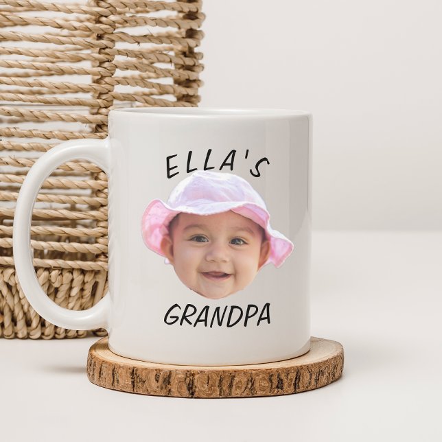 Caneca De Café Custom Baby Face Photo Text Grandpa (Criador carregado)