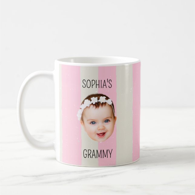Caneca De Café Custom Baby Face Stripe Baby Face New Parent Gift (Esquerda)