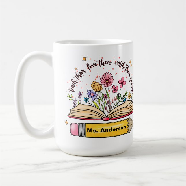 Caneca De Café Custom Back to School Teacher Book (Esquerda)