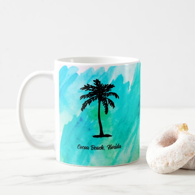 Caneca De Café Custom Beach Palm Tree Nautical (Com Donut)