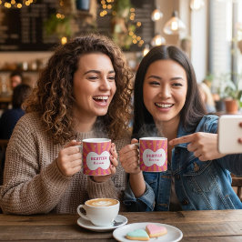 Caneca De Café Custom "Besties" Sunburst Personalized Pillow – Em