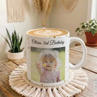 Caneca De Café Custom Birthday Photo Mug| Girl Boy Birthday Party