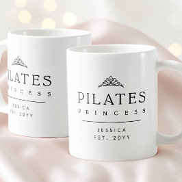 Caneca De Café Custom Black and White Minimalist Pilates Princess