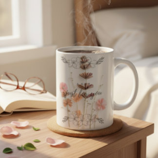 Caneca De Café Custom Blush Pink Floral "A GIFT Just For You"