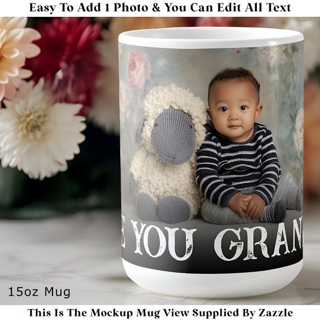 Caneca De Café Custom Bold Love You Grandma One Photo Modern (Criador carregado)