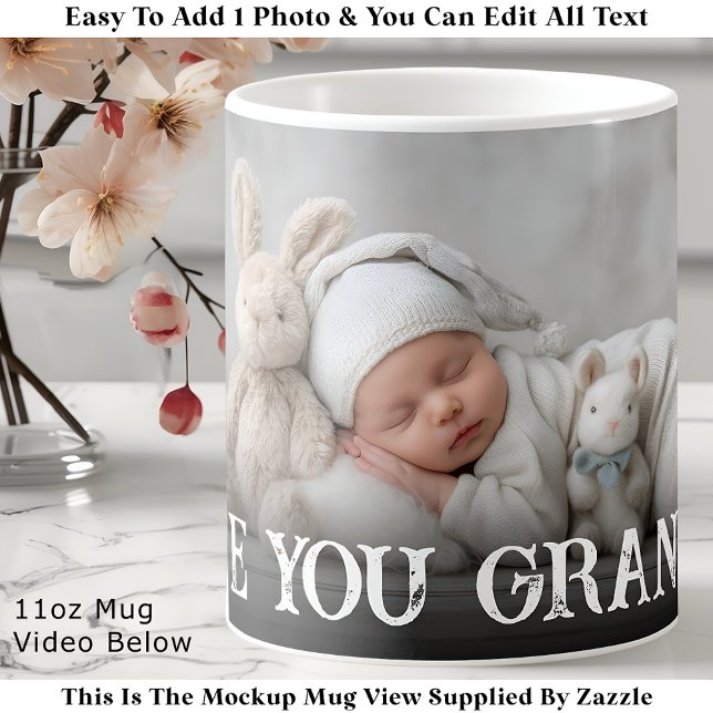 Caneca De Café Custom Bold Love You Grandpa One Photo Modern (Criador carregado)