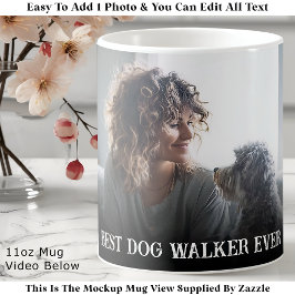 Caneca De Café Custom Bold Personalized Dog Walker One Photo