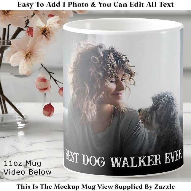 Caneca De Café Custom Bold Personalized Dog Walker One Photo  (Criador carregado)