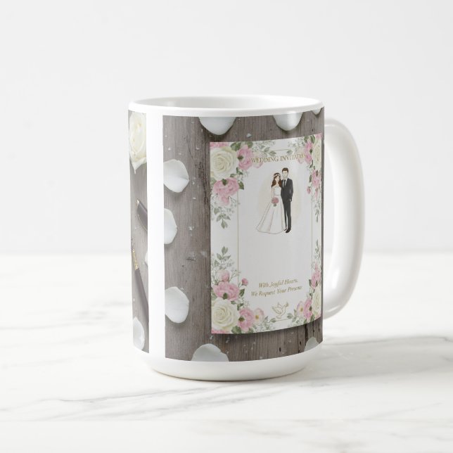 Caneca De Café Custom Bride and Groom Illustration (Frente Esquerda)