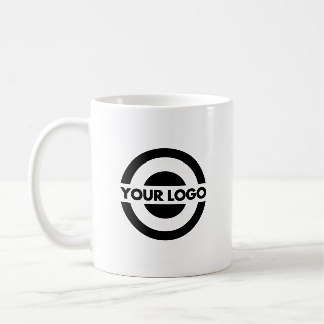 Caneca De Café Custom Business Logo Branded White (Esquerda)