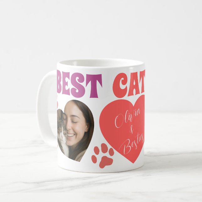 Caneca De Café Custom Cat Mom Photo Mug (Frente Esquerda)