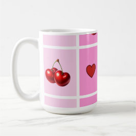 Caneca De Café Custom Cherry Heart Checkerboard Pattern