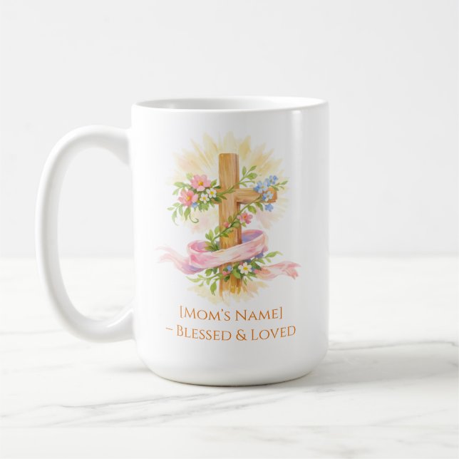 Caneca De Café Custom Christian Mother’s Day Cross Mug (Esquerda)