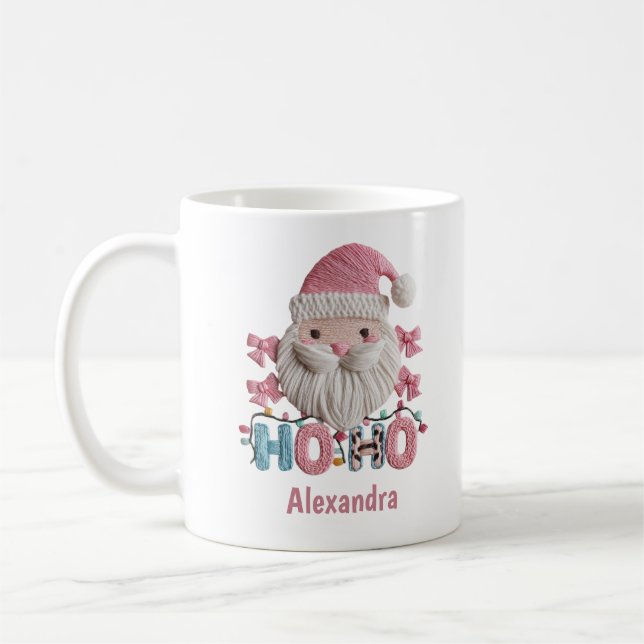 Caneca De Café Custom Christmas Cute Santa “Ho Ho Ho” Holiday  (Esquerda)