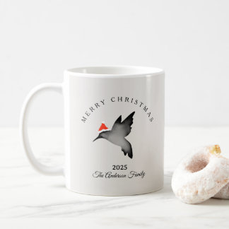 Caneca De Café Custom Christmas red gray santa hummingbird
