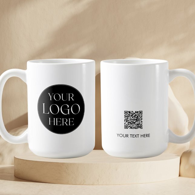 Caneca De Café Custom Company Business Logo QR Code Promotional (Front and Back)