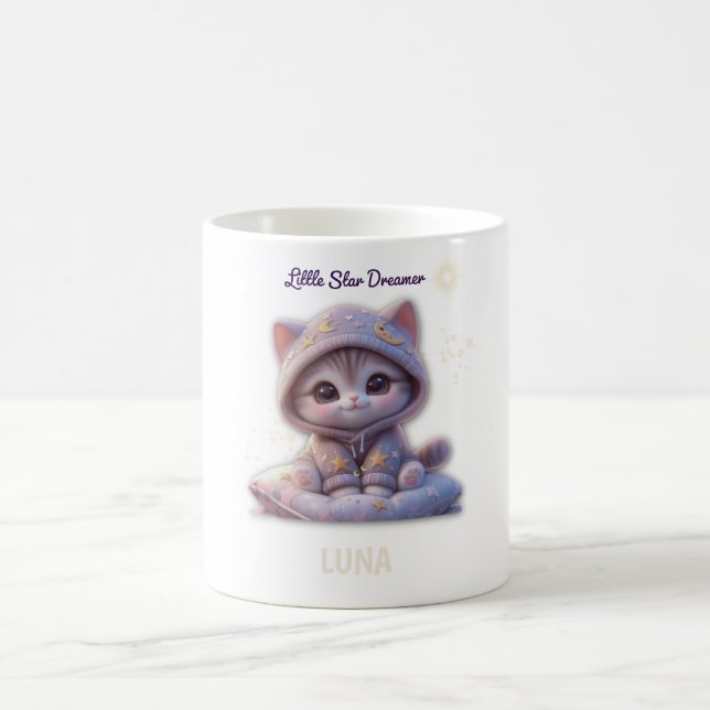 Caneca De Café Custom Cosmic Cat Mug – Personalized Pastel Galaxy (Centro)