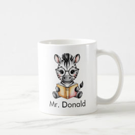 Caneca De Café Custom Cute Baby Zebra Reading a Book