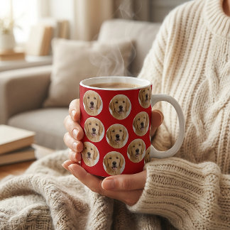 Caneca De Café Custom Dog Photo | Cute Personalized Red