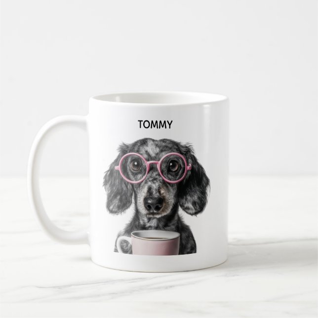 Caneca De Café Custom Dog Photo | Personalized Pet Name Coffee (Esquerda)