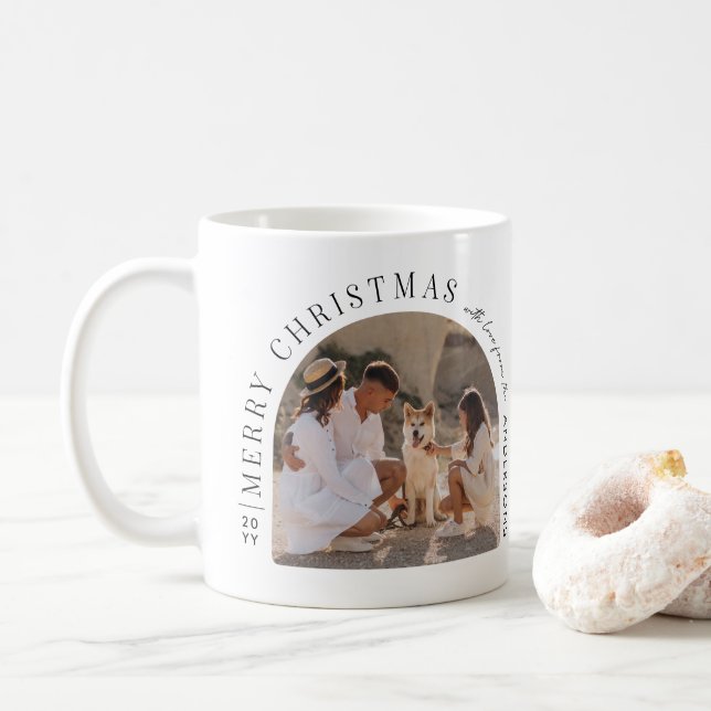 Caneca De Café Custom Family Photo Christmas Snow Globe |  (Com Donut)