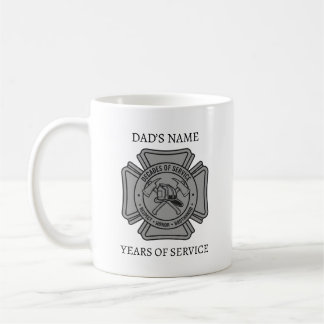 Caneca De Café Custom Firefighter Name Years of Service Gift