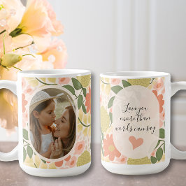 Caneca De Café Custom Floral Photo Mug – Editable Message 