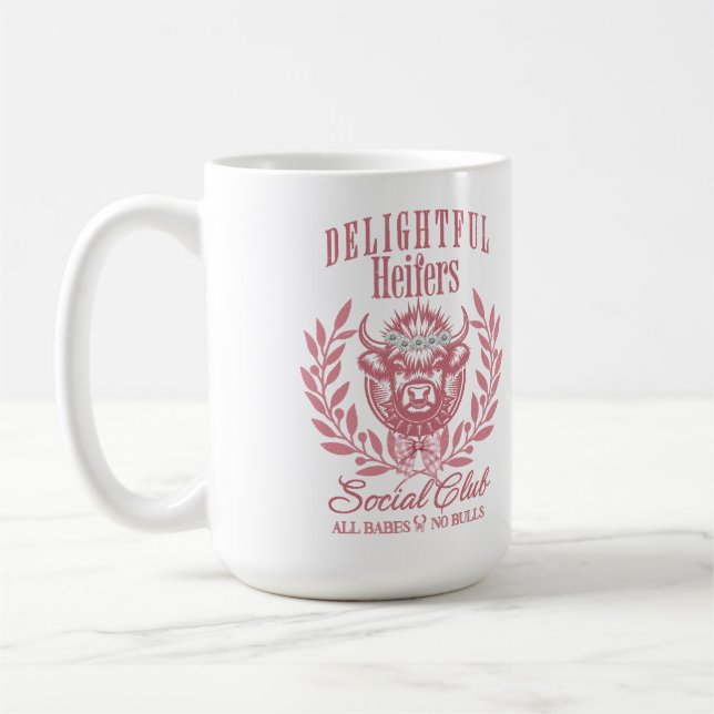 Caneca De Café Custom Funny Cow Gift For Her, Heifer Social Club (Esquerda)