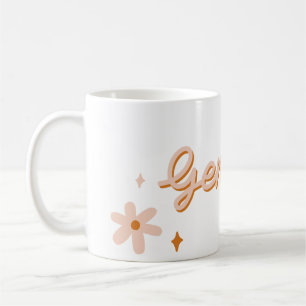 Caneca De Café Custom Gemini Zodiac Name & Stars Minimalist Gift
