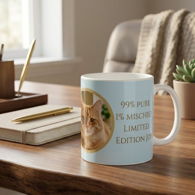 Caneca De Café Custom Ginger Cat Photo and Name Coffee Mug (Criador carregado)