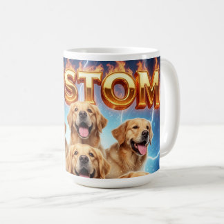 Caneca De Café Custom Golden Retrievers Cosmic Lightning Design