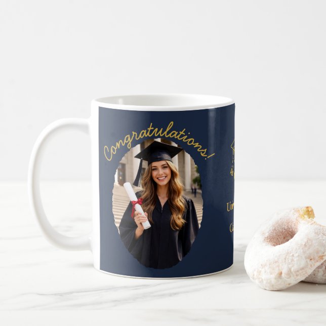 Caneca De Café Custom Graduation Photo Mug Congratulations (Com Donut)