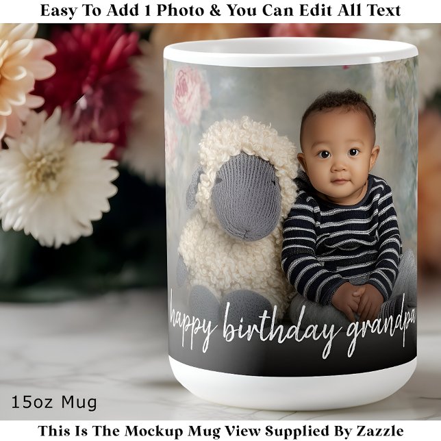 Caneca De Café Custom Grandpa Photo Mug Modern One Photo Easy (Criador carregado)