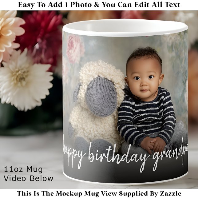 Caneca De Café Custom Grandpa Photo Mug Modern One Photo Easy (Criador carregado)