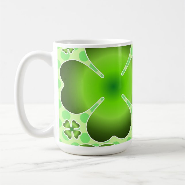 Caneca De Café Custom Green Lucky Clover Pattern Gift (Esquerda)