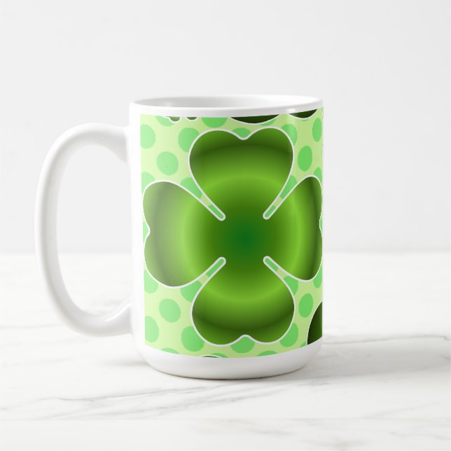 Caneca De Café Custom Green Lucky Clover Pattern Gift (Esquerda)