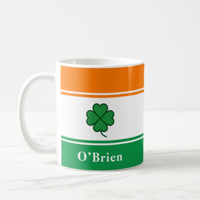Caneca De Café Custom Irish Flag Coffee Mug with Family Name (Esquerda)