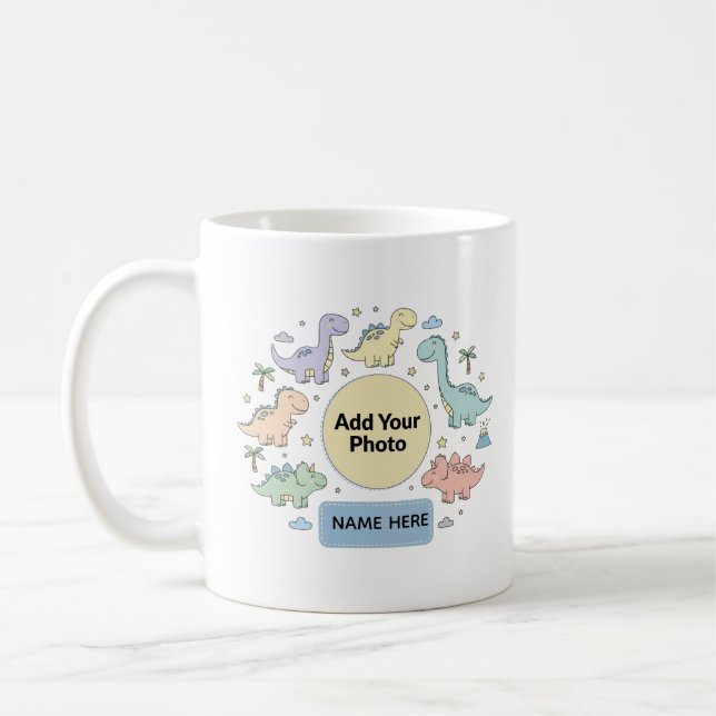Caneca De Café Custom Kids Dinosaur Photo Mug (Esquerda)