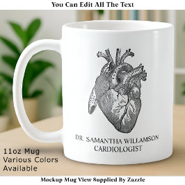 Caneca De Café Custom Labelled Vintage Anatomical Heart, Black