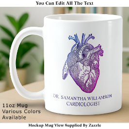 Caneca De Café Custom Labelled Vintage Anatomical Heart, Multi