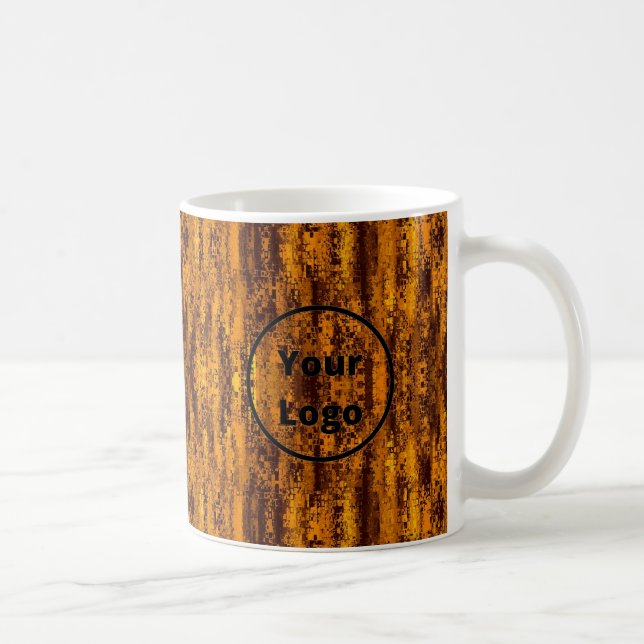 Caneca De Café Custom logo gold and black pixel pattern (Direita)