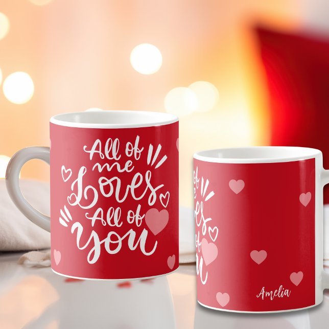 Caneca De Café Custom Love Message Hearts Personalized Name (Criador carregado)