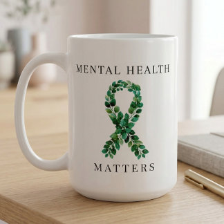 Caneca De Café Custom Mental Health Matters Green Ribbon 
