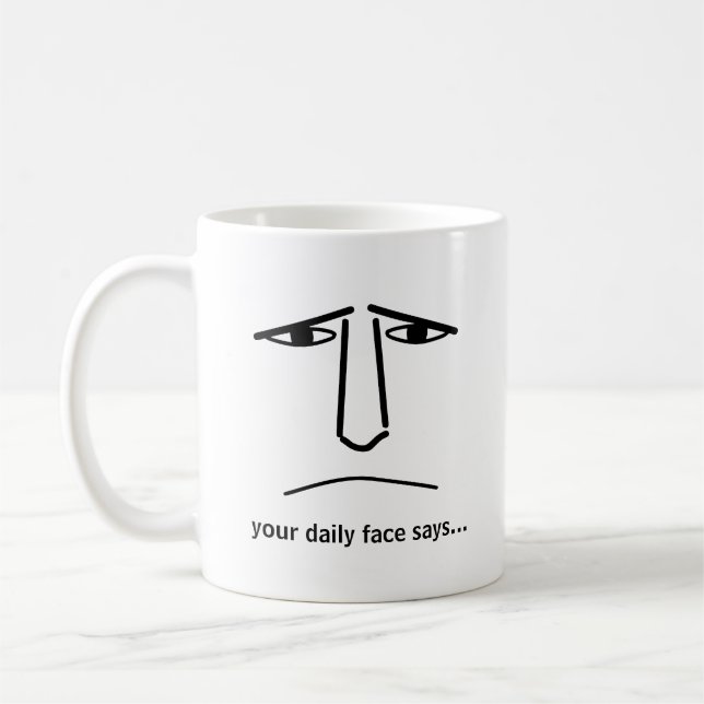 Caneca De Café Custom Minimalist Expression Design Man Face (Esquerda)
